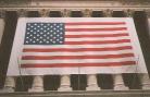 The US Flag Above the NYSE shortly after 9/11/2001. Photo Copyright 2001 by Bruce Patterson